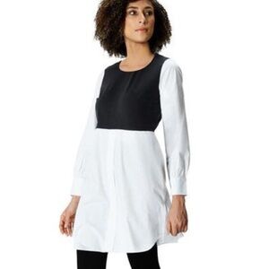 Colorblock Cotton Jersey And Poplin Vented Tunic (EUC)